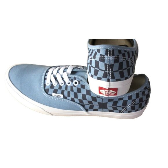 Vans Men\'s Authentic Warped Checkerboard Blue White Skate Boat shoes Sizes NIB main image 4